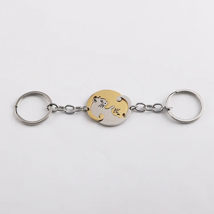 Double Cat Lover Keychain