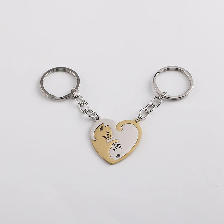 Double Cat Lover Keychain