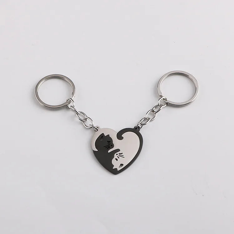 Double Cat Lover Keychain