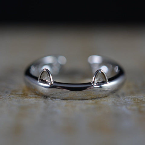 Silver Plated Cat Ear Ring