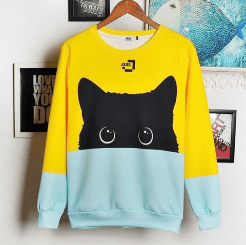Black Cat Sweater - Two Tone