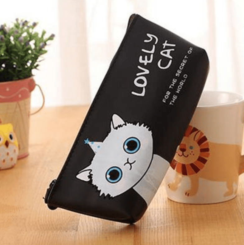 cat themed pencil case with cup 3