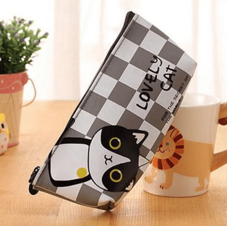 cat themed pencil case with cup 4
