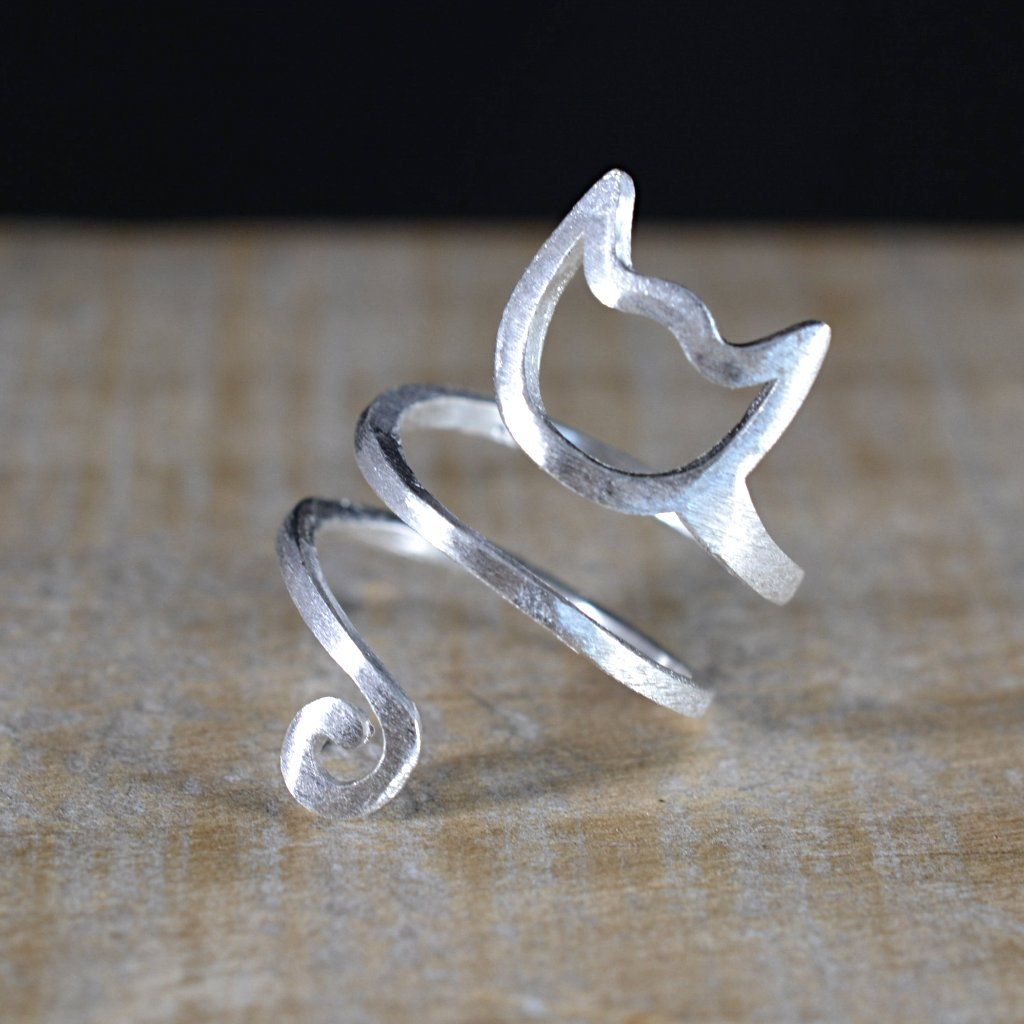 Silver Ring with Cat Face