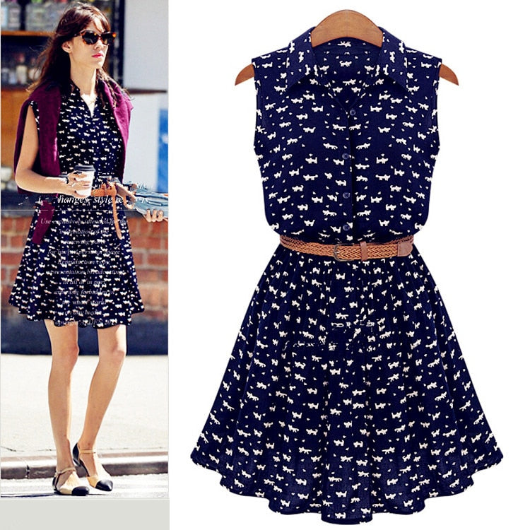 Cat Print Summer Dress