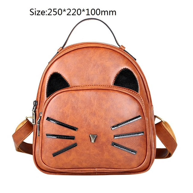 Designer Leather Cat Ear & Whiskers Backpack