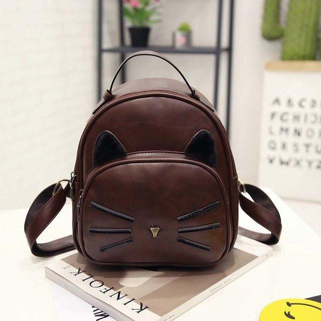 Cat Ear and Whiskers Backpack - Brown Style