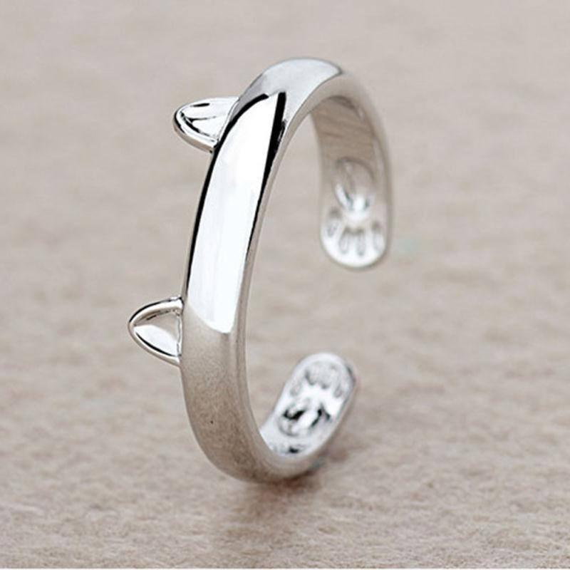 Silver Plated Cat Ear Ring - Catify.co