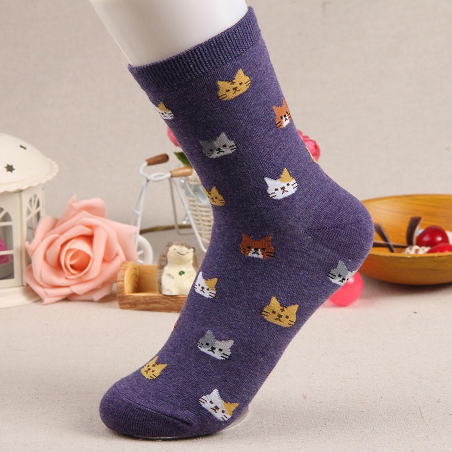 Kitten Print socks Purple Version