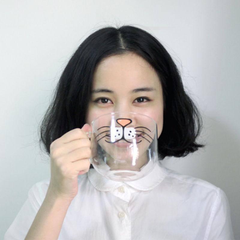Cat Whiskers Cup Front View - with Model