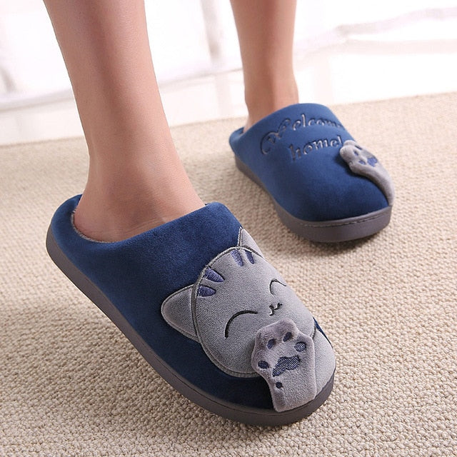 Plush Cat Slip On Slippers