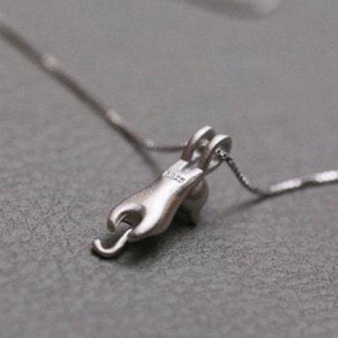 Back view of Sterling Silver Cat Necklace