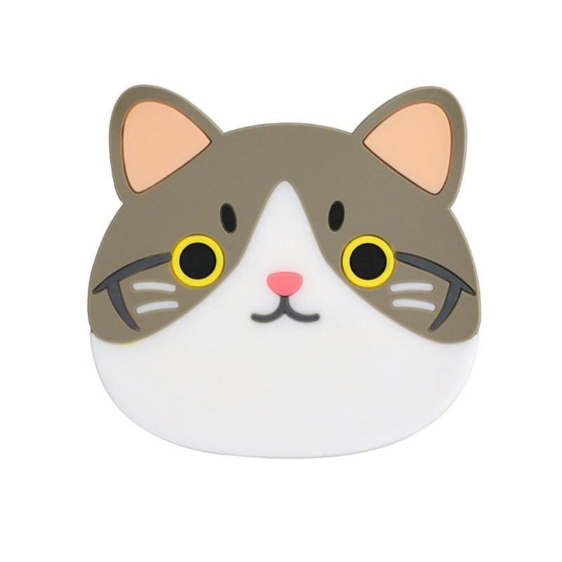 Happy and Content Cat Face Silicone Coaster