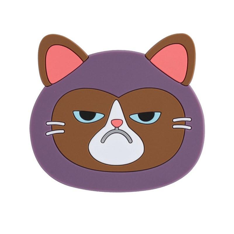 Purple Grumpy Cat Face Coaster