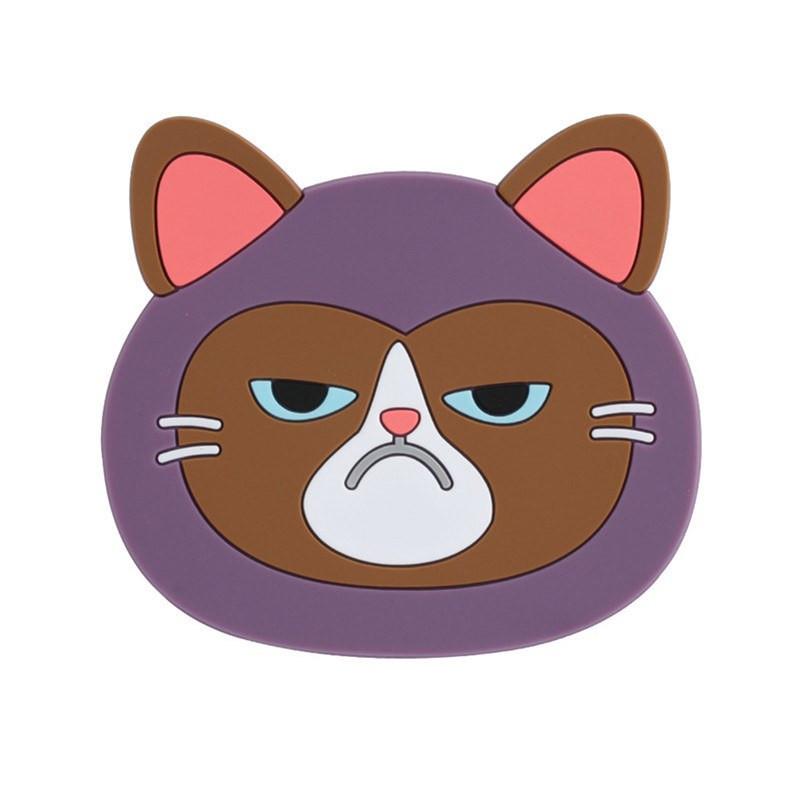 Purple Grumpy Cat Face Coaster