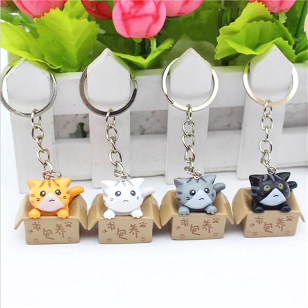 Cat in a box keychain variants on fence