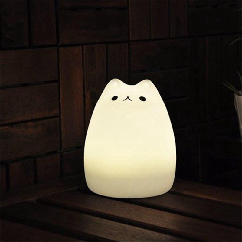 Cat LED Night Light in a Dark Room