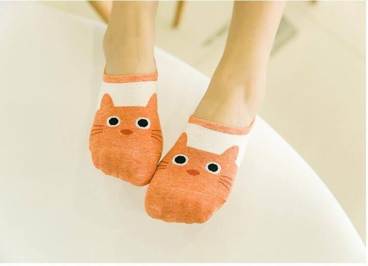 Orange Cat Boat Socks Model