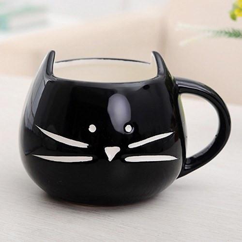 Meow Mug in Black Front View