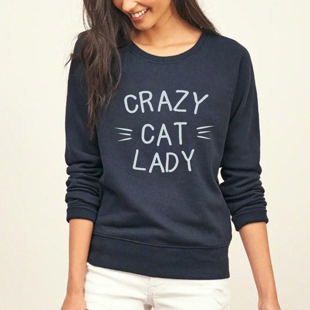 Cat Lady Sweatshirt in Navy Blue 