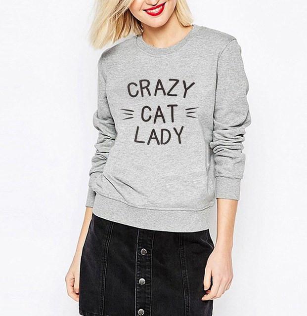 Crazy Cat Lady Sweater in Black Text and Grey Color
