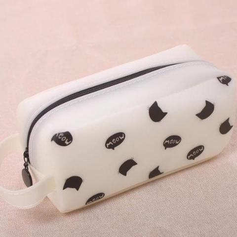 Dezsed Pencil Pouch School Supplies Student Cats Zipper Large Capacity Pencil Case White