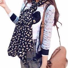Cat Print Scarf in Black Style Colored