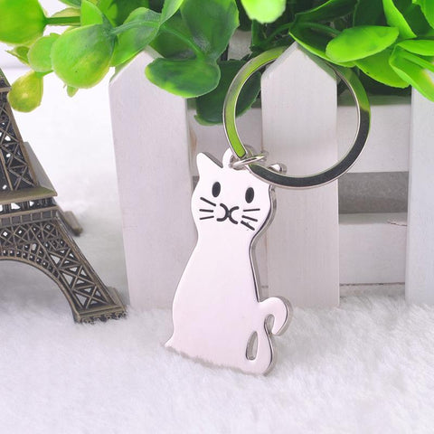 Metal Cat Keychain with props