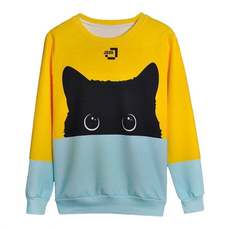 Black Cat Sweatshirt Two Tone