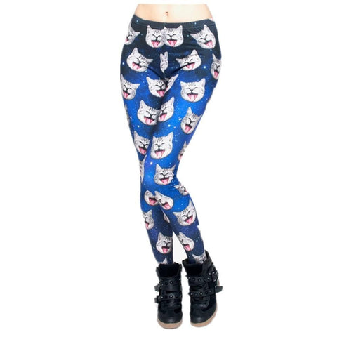 Galaxy Cat Leggings Front View