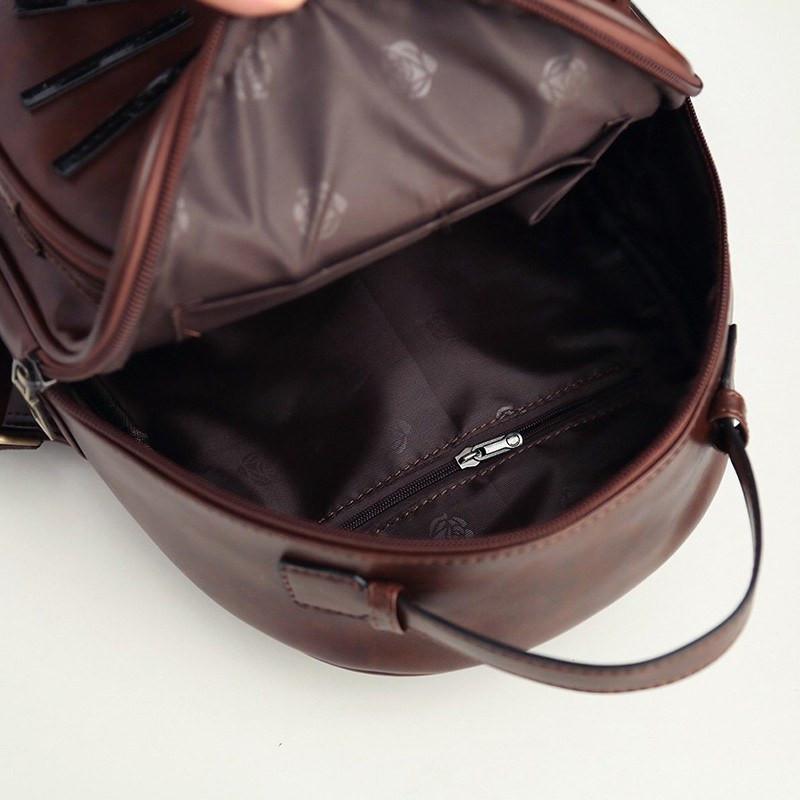 Cat Ear Backpack inside view brown color