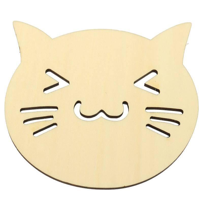 Smiling Cat Face Wooden Coaster