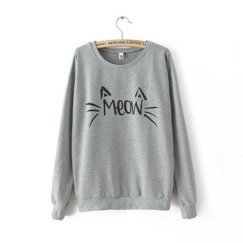 Meow Sweater with Black Text and Grey Color