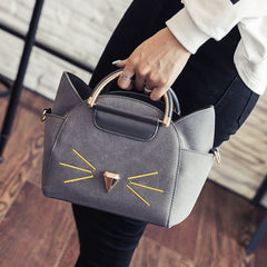 Cat Whiskers Wings Leather Handbag
