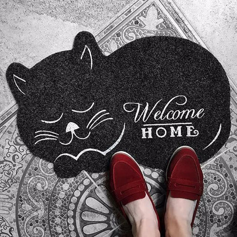 Cat Shape Welcome Home Floor Mat