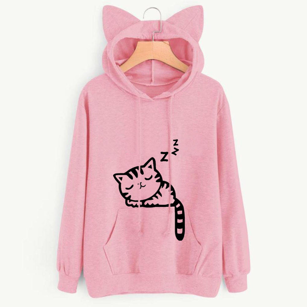 Sleeping Cat Hooded Sweatshirt