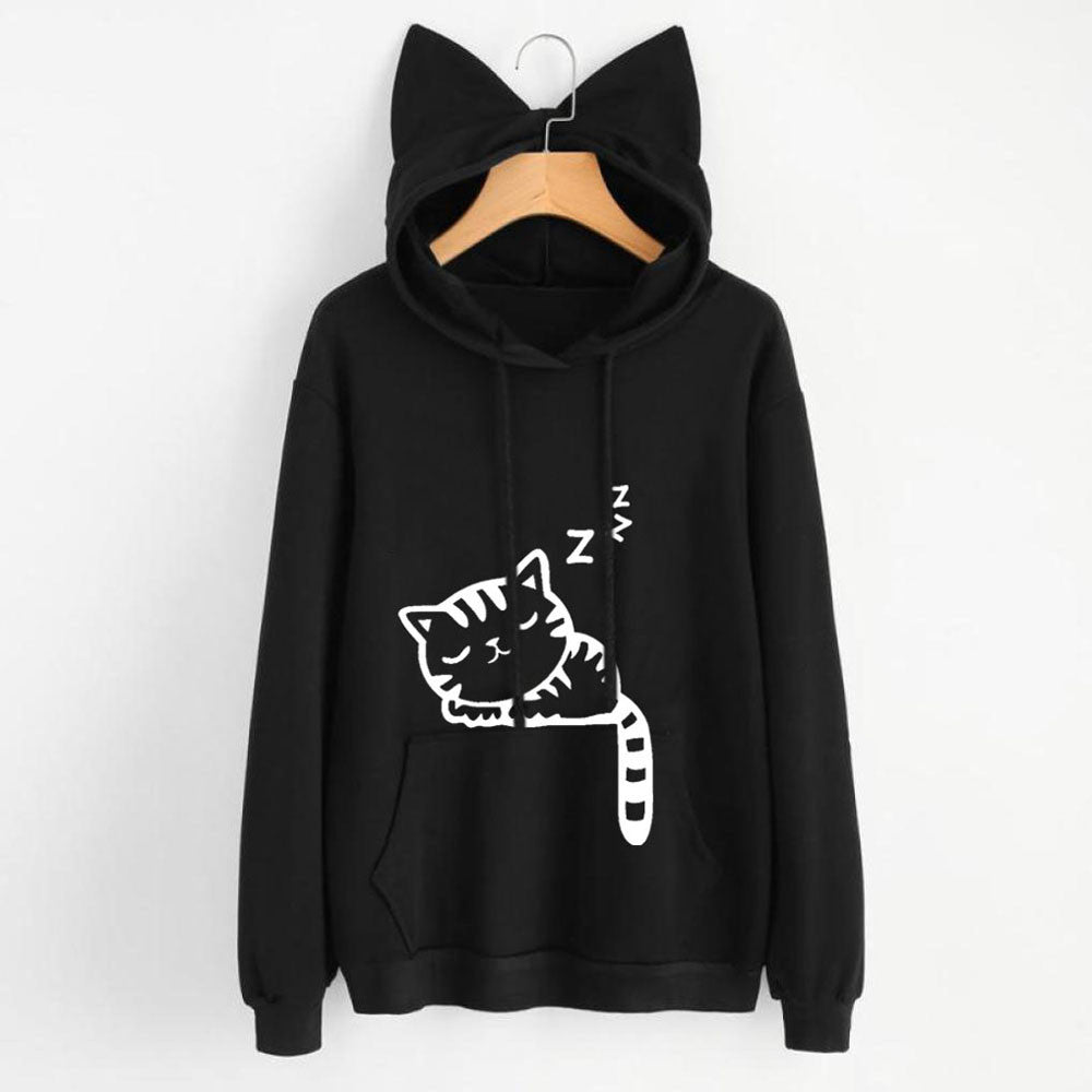 Sleeping Cat Hooded Sweatshirt