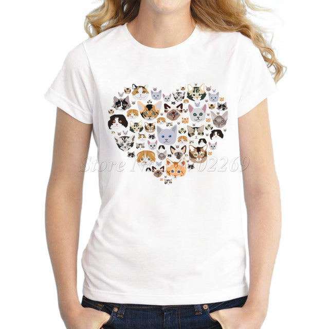 Heart Shaped Cat Face T-Shirt