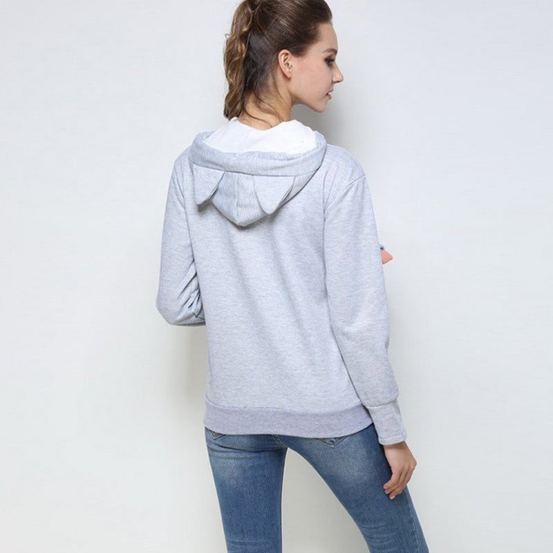 Cat Pouch Grey Hoodie