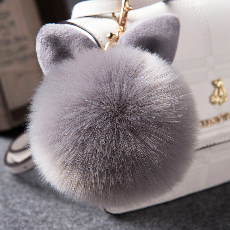 Cute Monster With Legs Cat Ears Pom Pom Plush Bag Pendant Keychain Keyring