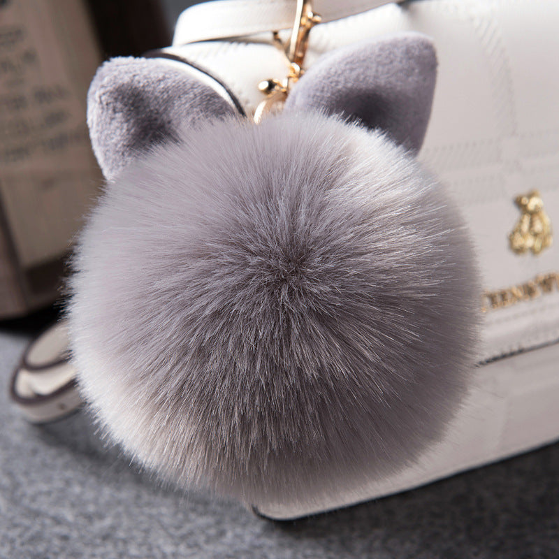 ONNUTO Cute Cat Pompom Key Chain Black