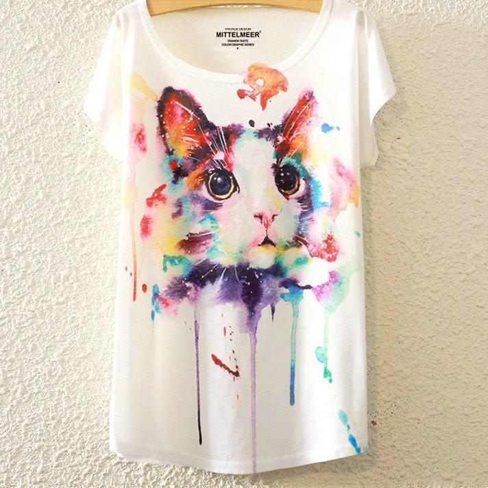 Arsty Cat Print T-Shirt - Catify.co