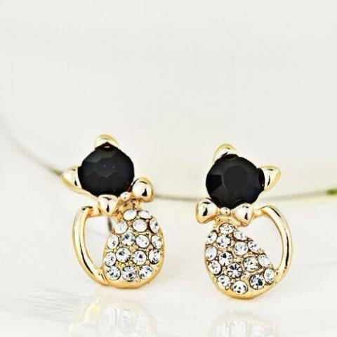 Rhinestone Cat Earrings - Catify.co